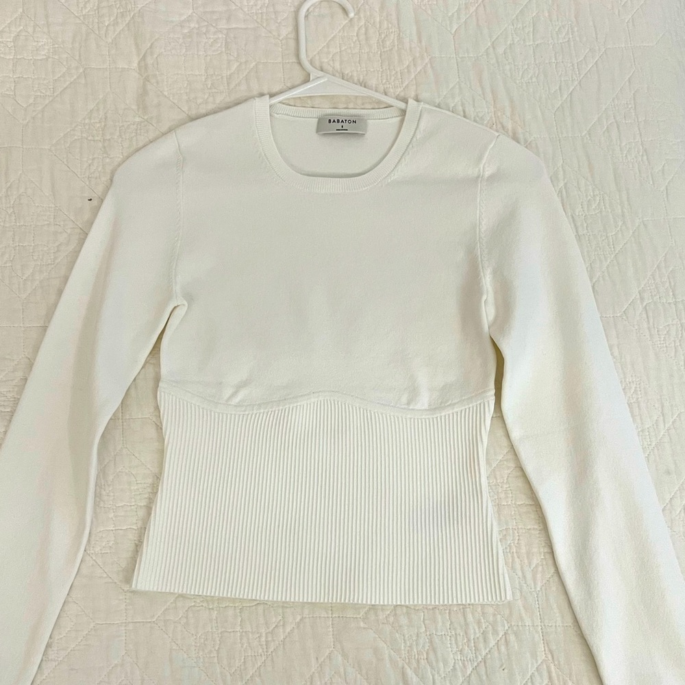 Babaton White Long Sleeve Top